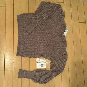 Ladies STICH FIX exclusive, NEW W/ TAGS, cable knit dark grey cropped sweater